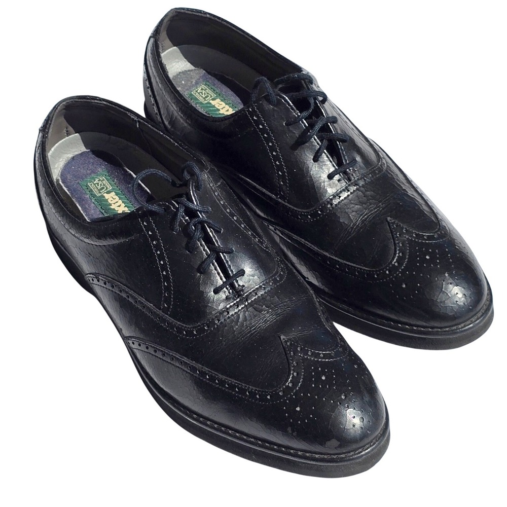 Dexter Men's Size 11 Dress Shoes Black Vintage Longwing Wingtip Brogue Derby